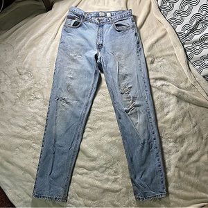 vintage CK light wash perfectly distressed 90’s jeans USA made waist 33” LONG